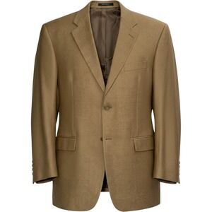 VTG Ralph Lauren Silk Wool Blazer Mens Tan Textured Sport Coat Canada 42R